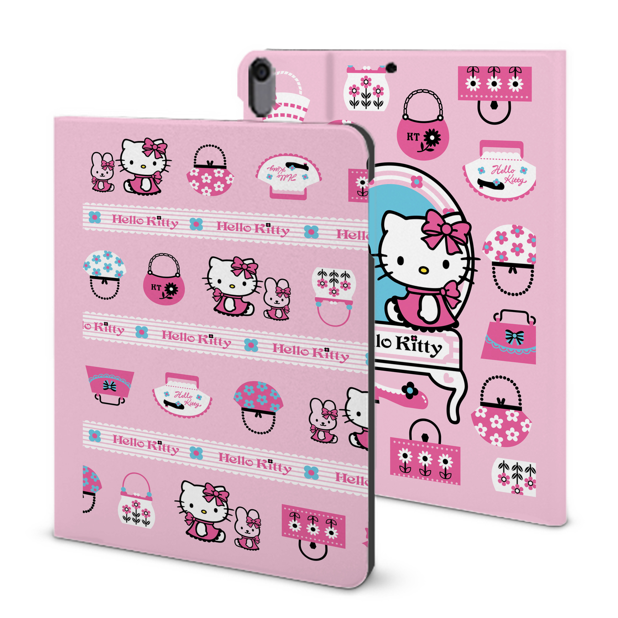 （画像用） Hello Kitty ハローキティ IPad ケース ブック型 PUレザー TPU 耐衝撃 軽量 薄型 ペン収納なし 全面保護 IPad 各モデル対応